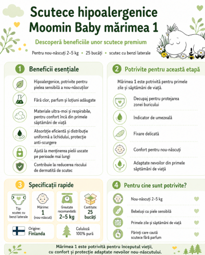 scutec hipoalergenic Moomin Baby marimea 1 infografic