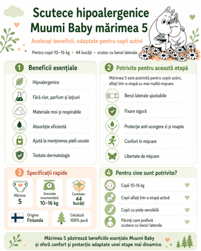 Scutece hipoalergenice Muumi Baby marimea 5 infografic