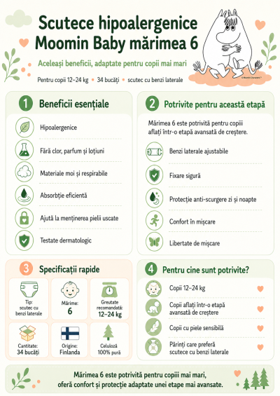 Scutece hipoalergenice Moomin Baby marimea 6 infografic